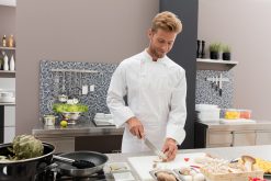 Férfi szakácskabát Premium Chef hosszú ujjú fekete szegéllyel