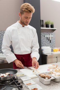 Férfi szakácskabát Premium Chef hosszú ujjú fekete szegéllyel