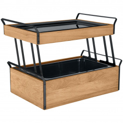 Hűtött vitrin Esino Melamine magas 1/1 + lapos 1/1 kétszintes